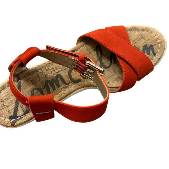 Sam Edelman Destin Orange Platform Espadrille Wedge Sandal women's size 8.5 - Picture 6 of 11